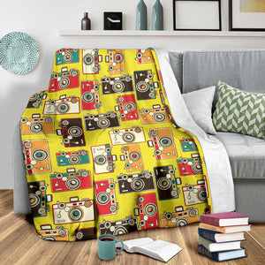 Camera Pattern Print Design 02 Premium Blanket