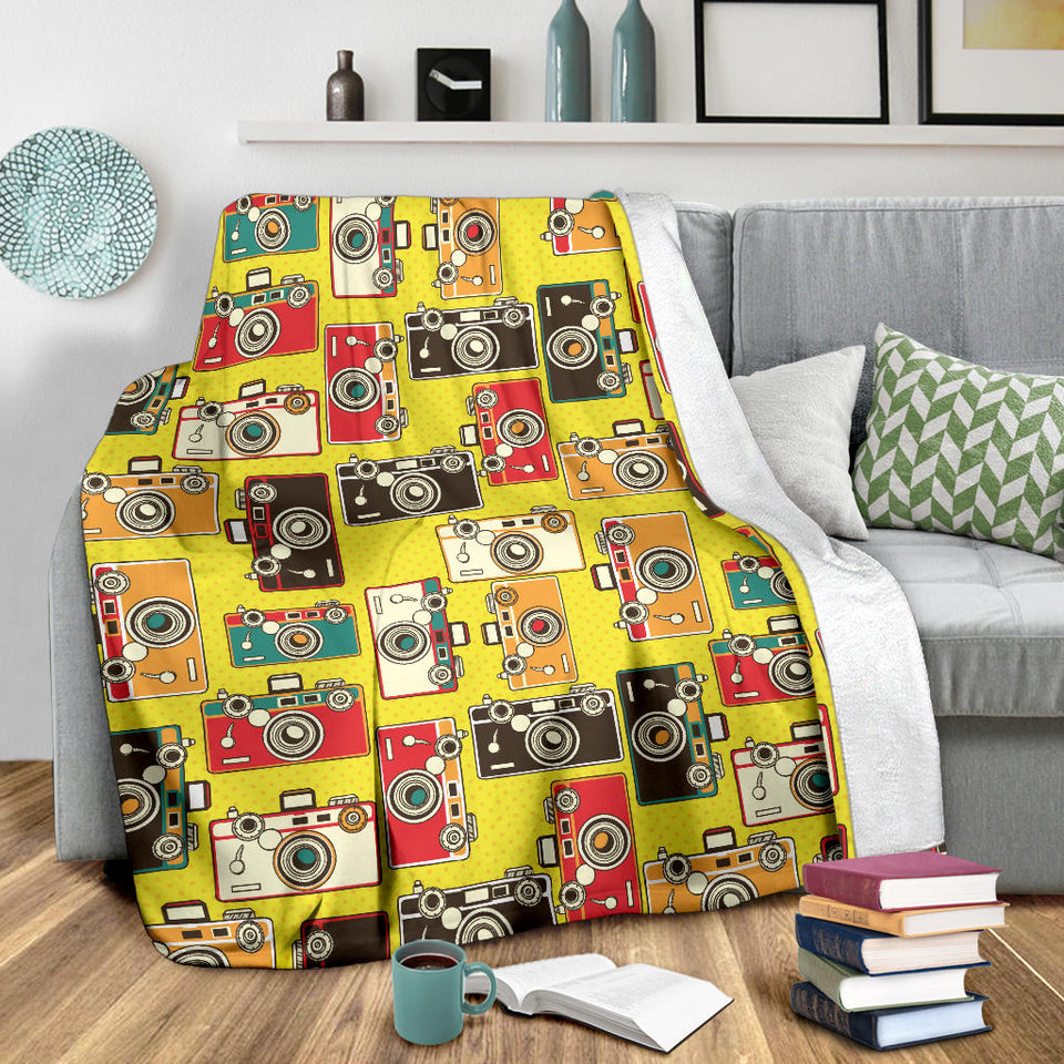 Camera Pattern Print Design 02 Premium Blanket