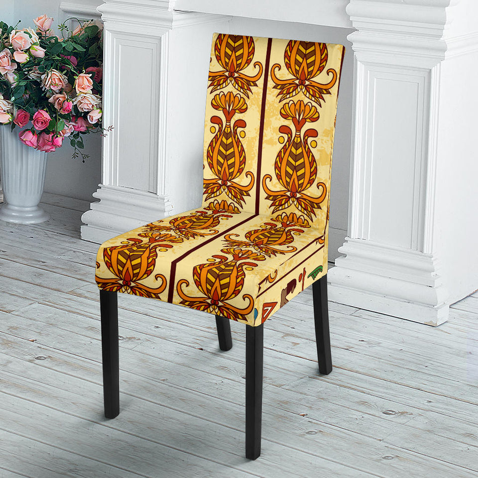 Egypt Hieroglyphics Pattern Print Design 04 Dining Chair Slipcover