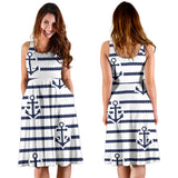Anchor Rope Nautical  Pattern Sleeveless Midi Dress