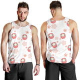 Daruma japanese wooden doll cherry blossom flower pattern Men Tank Top