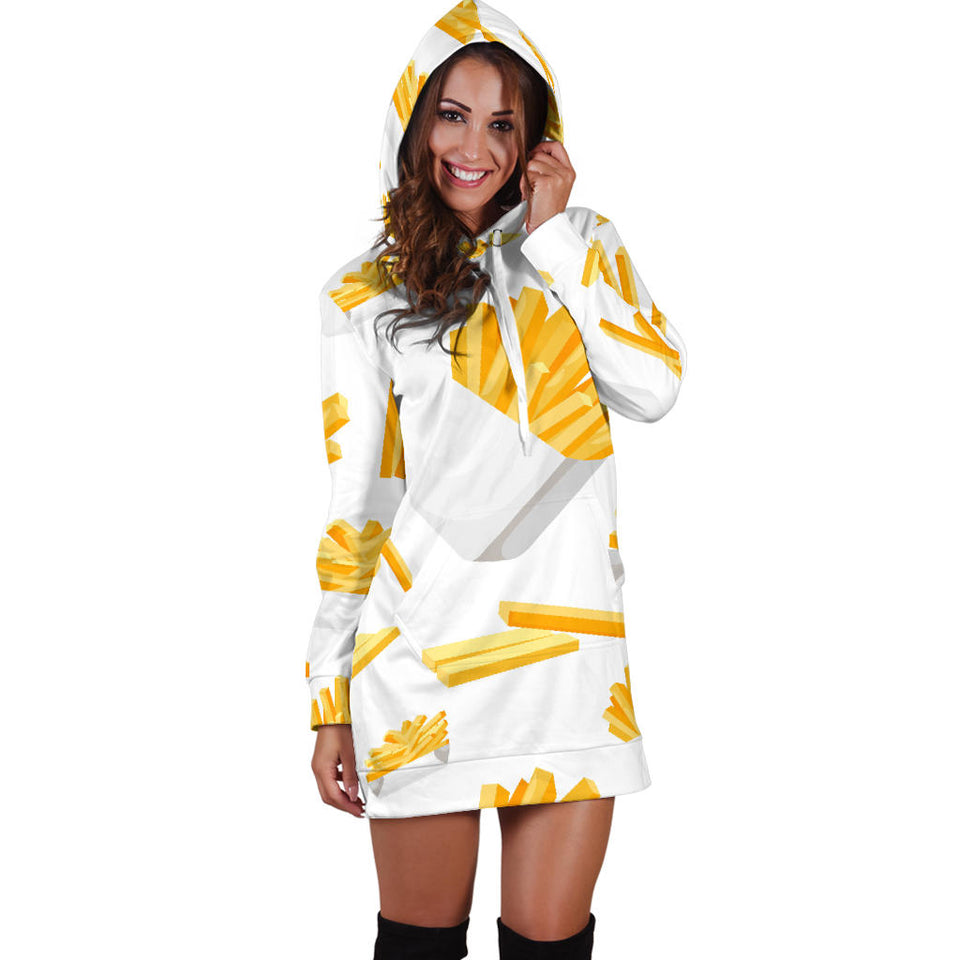 French Fries White Paper Box Pattern Women'S Hoodie Dress