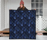 Blue Theme Guitar Pattern Premium Quilt