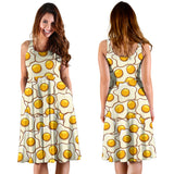 Fried Eggs Pattern Print Design 02 Sleeveless Midi Dress
