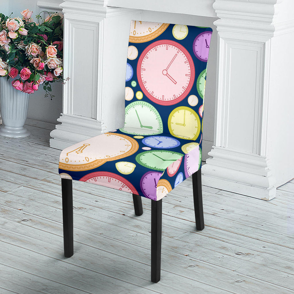 Colorful Clock Background Dining Chair Slipcover