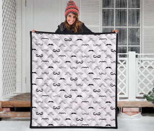 Mustache Beard Pattern Print Design 05 Premium Quilt