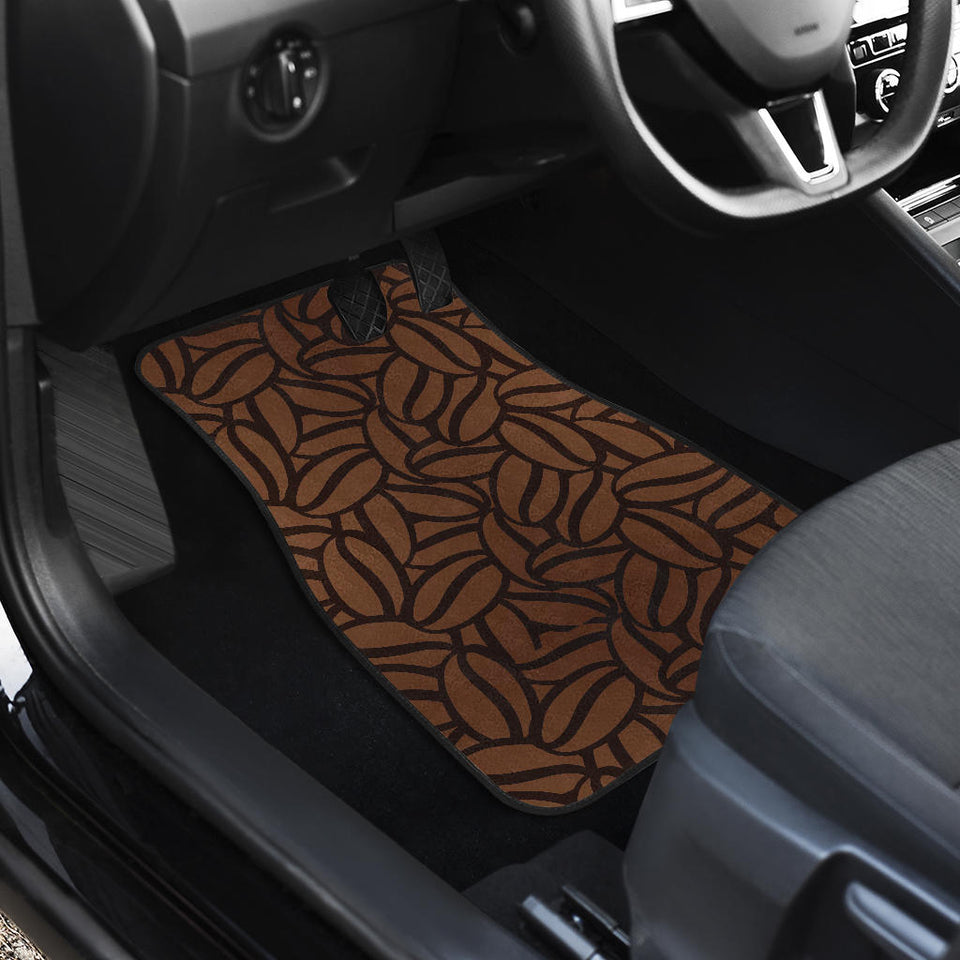 Coffee Bean Pattern Front And Back Car Mats