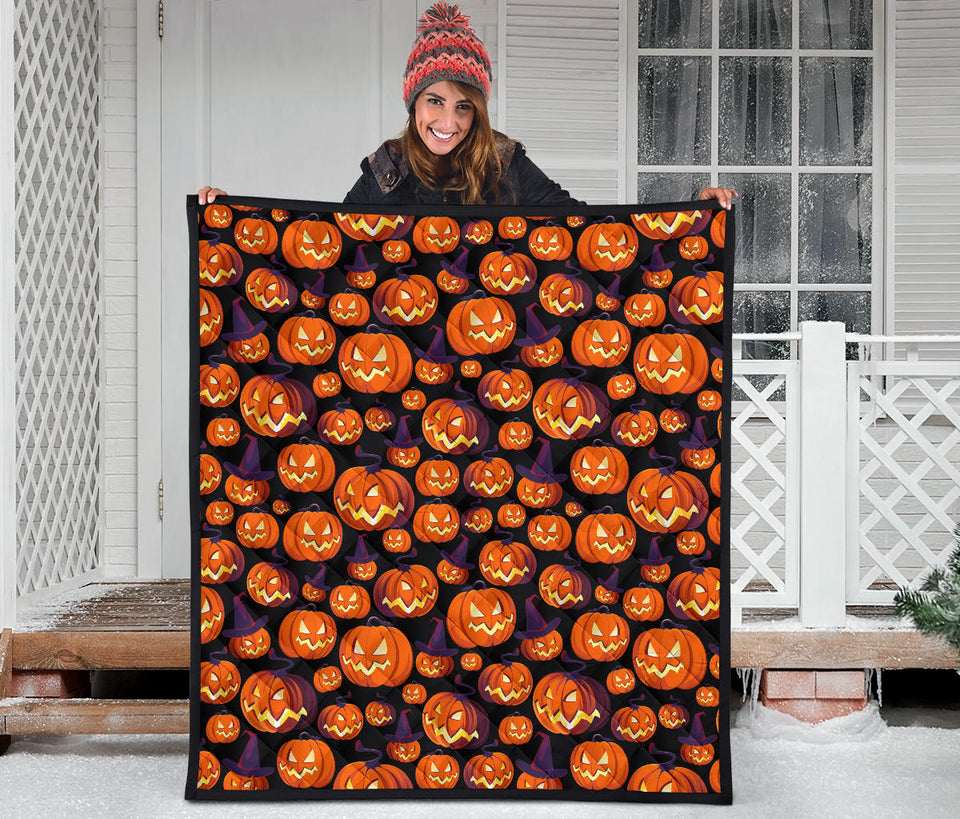 Halloween Pumpkin Pattern Premium Quilt