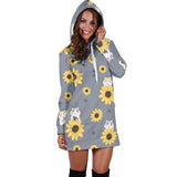 Cute Hamster Sunflower Pattern Background Women'S Hoodie Dress