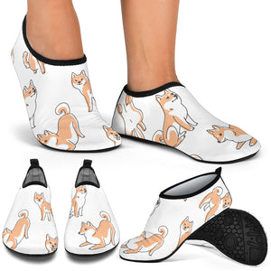 Shiba Inu Dog Pattern Aqua Shoes