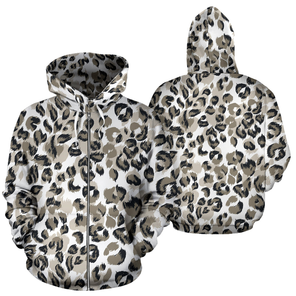 Leopard Skin Print Pattern Zip Up Hoodie