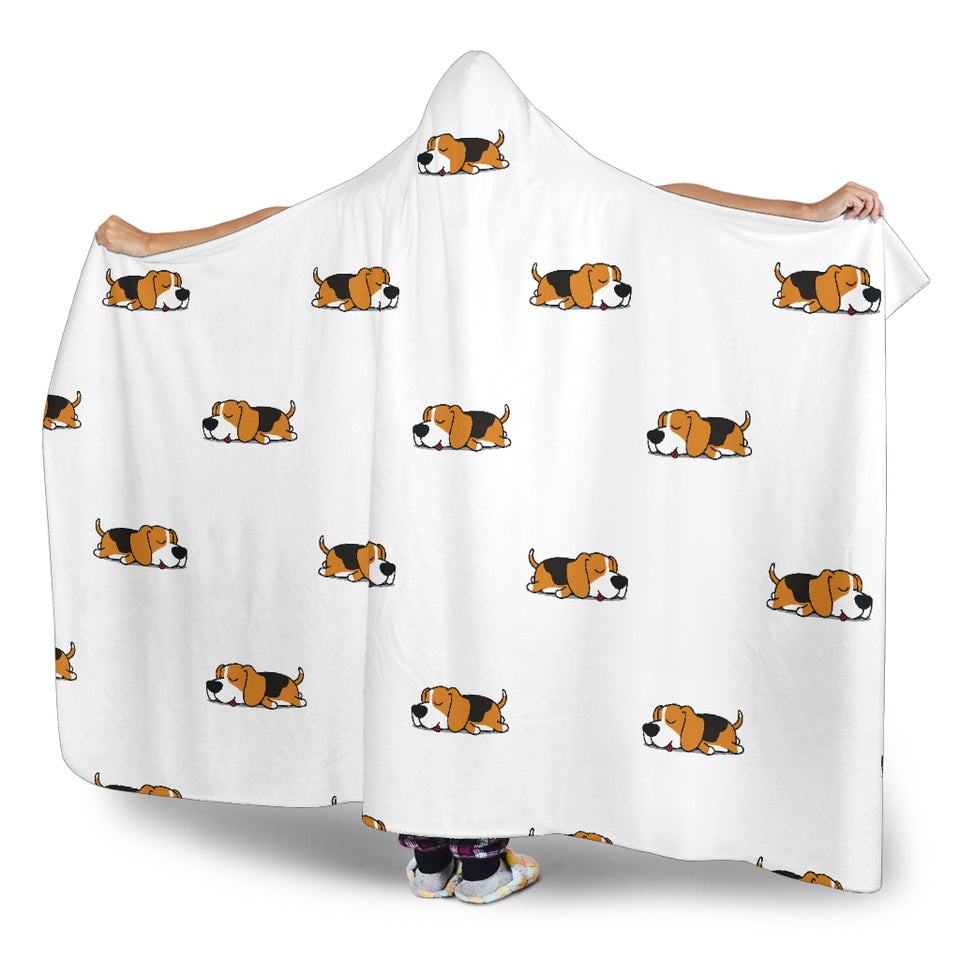 Cute Beagle Dog Sleeping Pattern Hooded Blanket