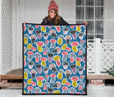 Colorful Mushroom Design Pattern Premium Quilt