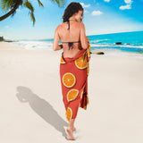 Oranges Pattern Red Background Sarong