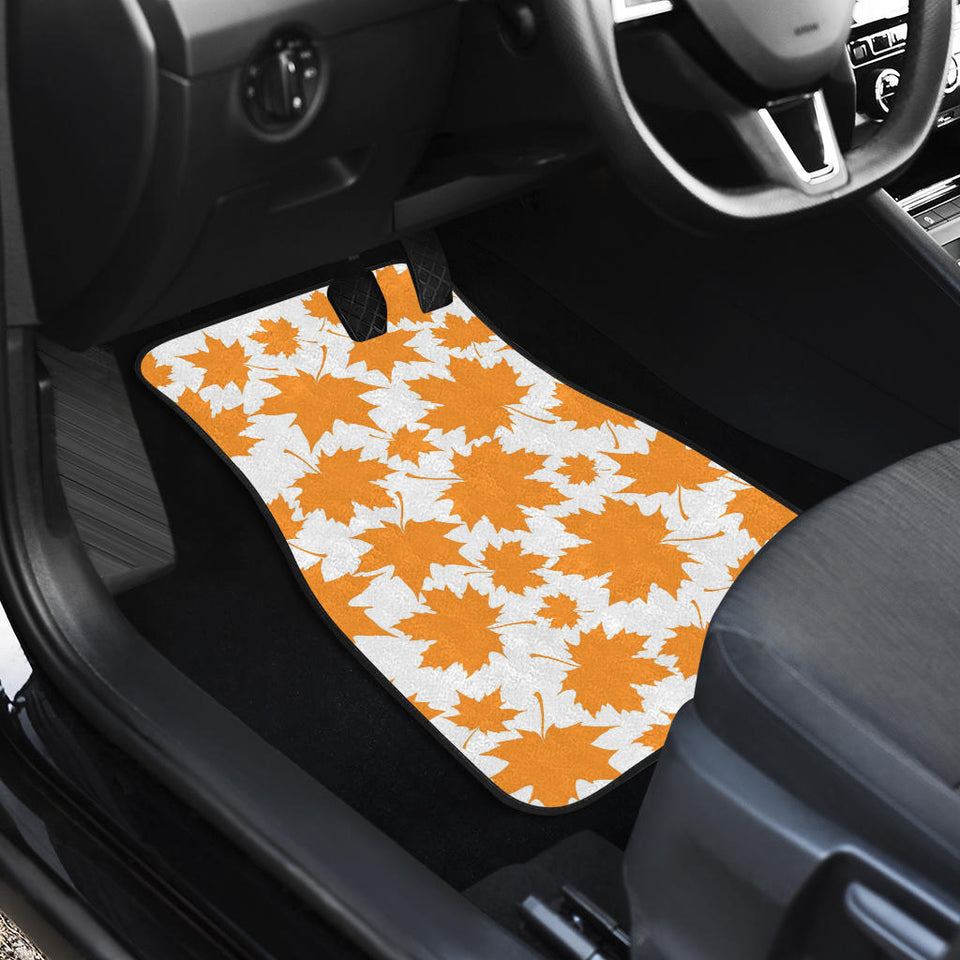 Orange Maple Leaf Pattern Front And Back Car Mats