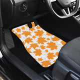 Orange Maple Leaf Pattern Front And Back Car Mats