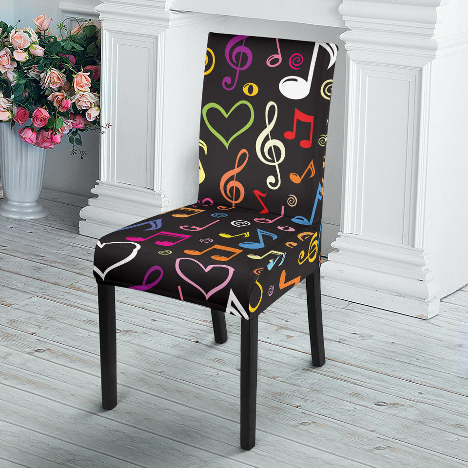 Music Notes Pattern Print Design 02 Dining Chair Slipcover