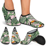 Toucan Tropical Green Jungle Palm Pattern Aqua Shoes