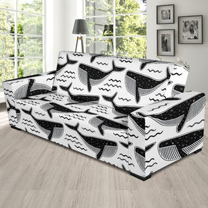 Black Whale Pattern Sofa Slipcover