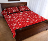 Snowflake pattern red background Quilt Bed Set