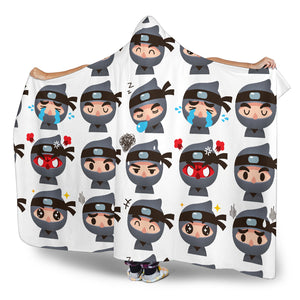 Cute Ninja Design Pattern Hooded Blanket