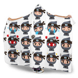 Cute Ninja Design Pattern Hooded Blanket
