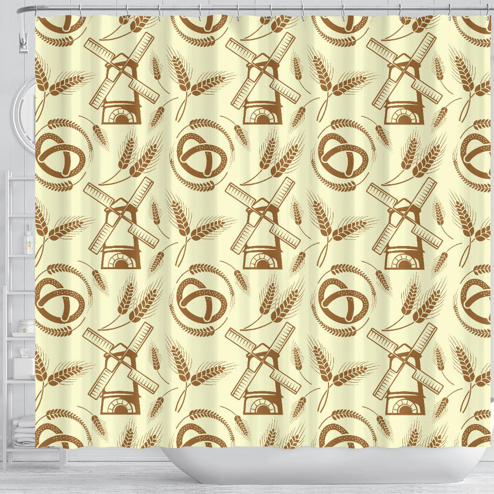 Windmill Wheat Pattern Shower Curtain Fulfilled In US