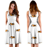 Cute Beagle Dog Sleeping Pattern Sleeveless Midi Dress