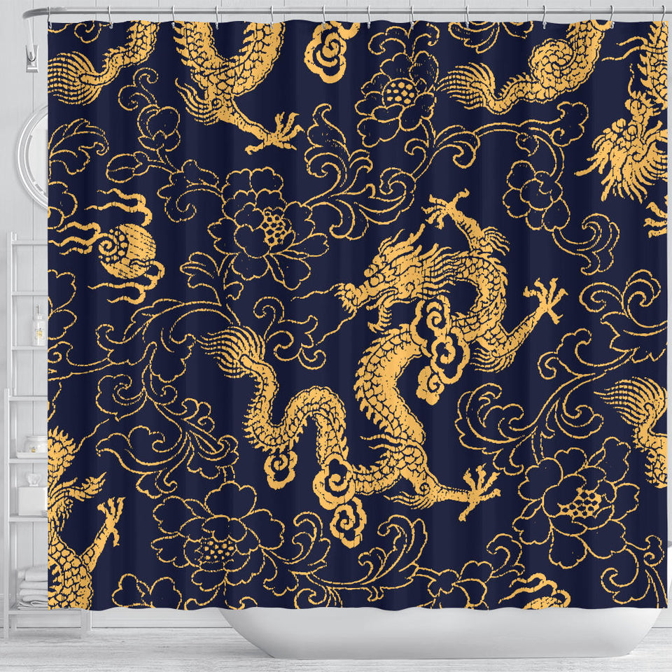 Gold Dragon Pattern Shower Curtain Fulfilled In US