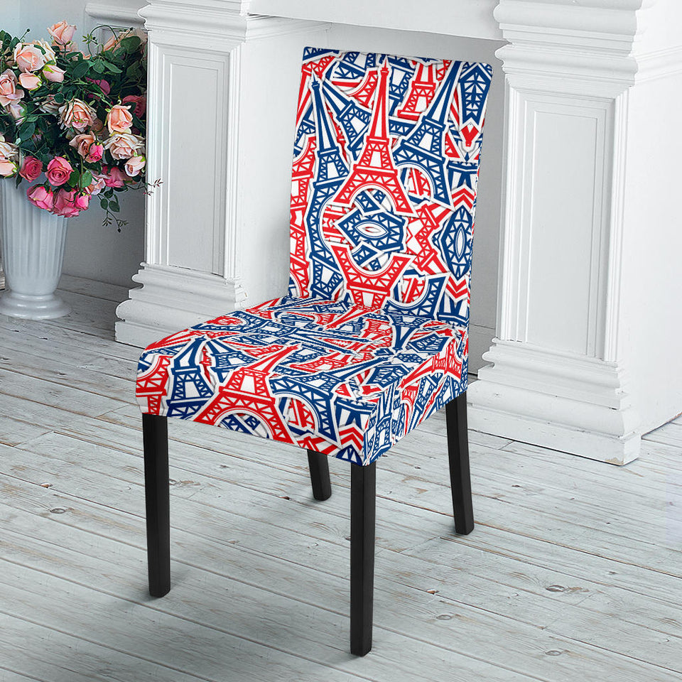 Eiffel Tower Pattern Print Design 02 Dining Chair Slipcover