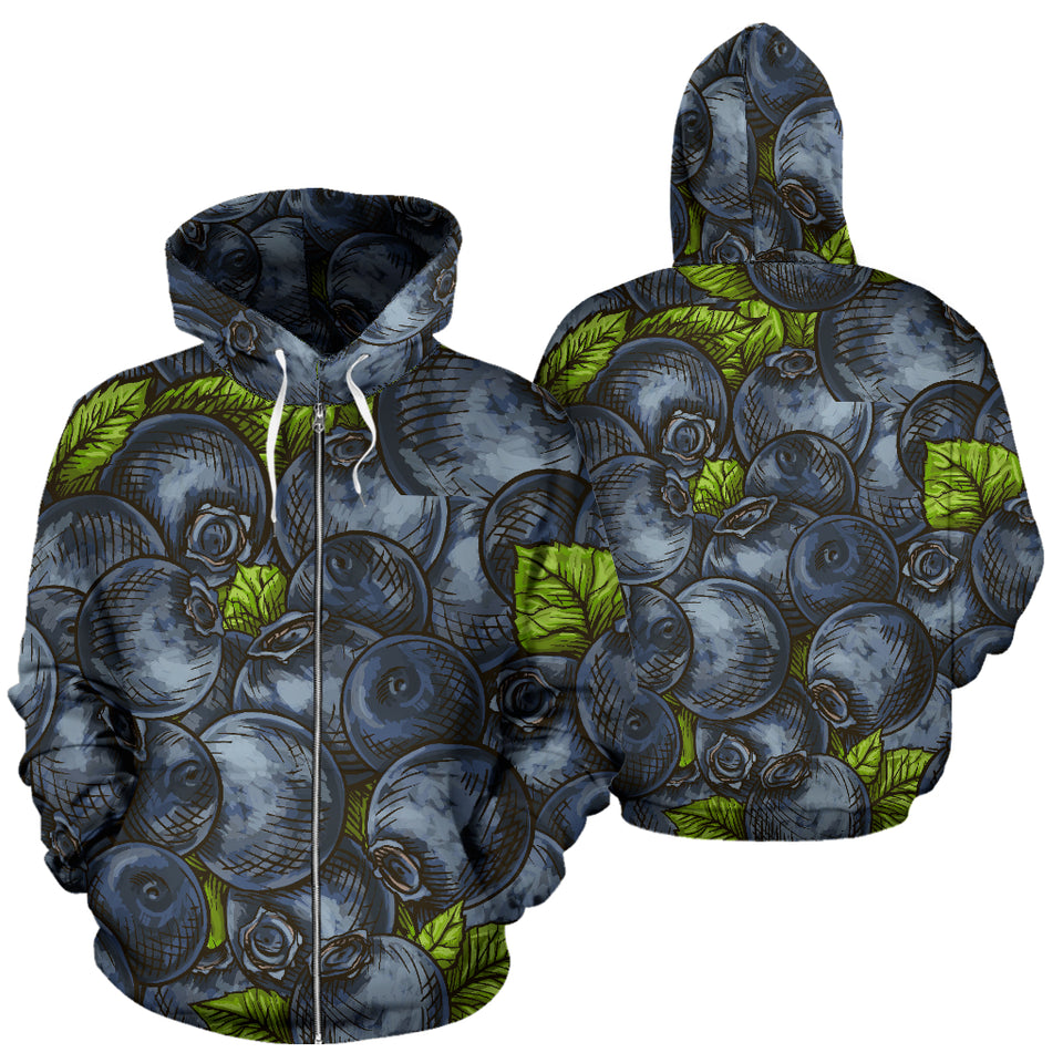 Blueberry Pattern Zip Up Hoodie
