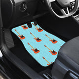 Electric Guitar Pattern Light Blue Background Front And Back Car Mats