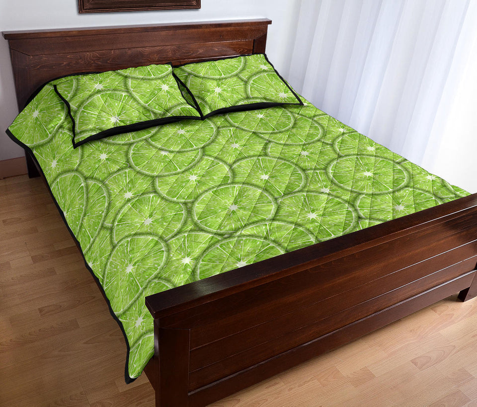 Slices of Lime pattern Quilt Bed Set