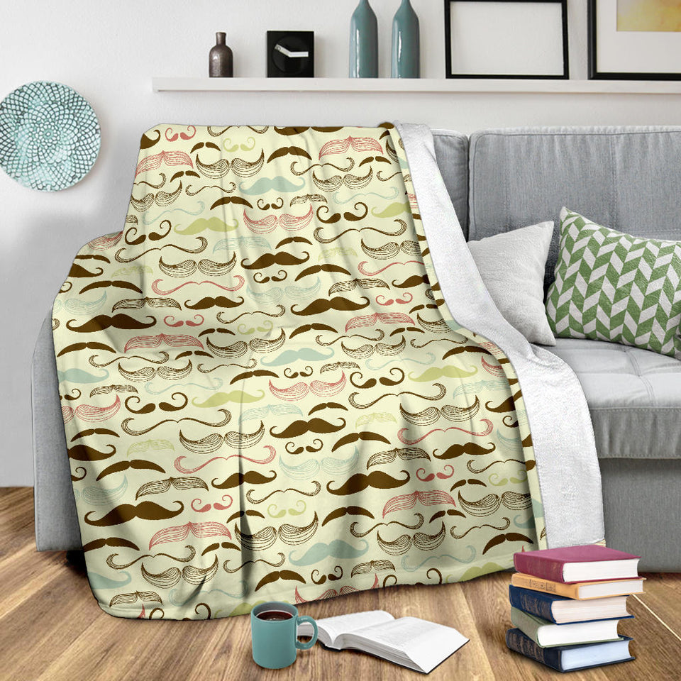 Mustache Beard Pattern Print Design 01 Premium Blanket