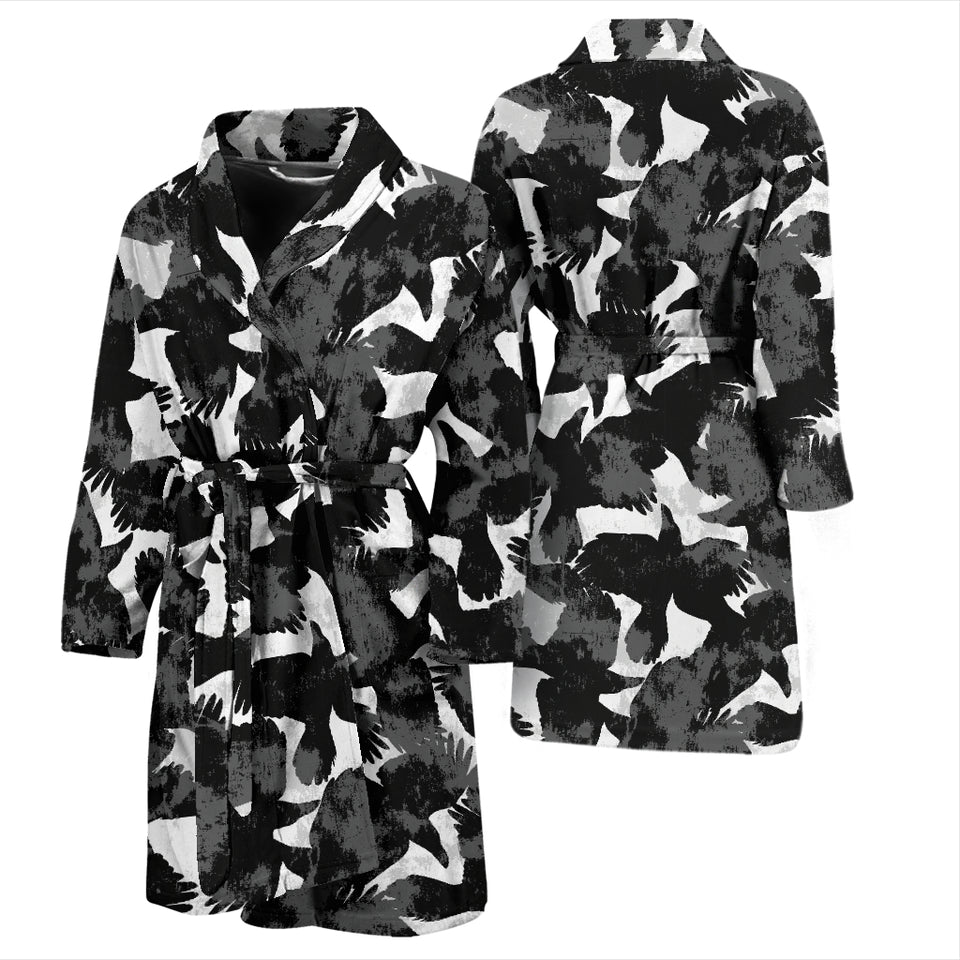 Crow Illustration Pattern Men'S Bathrobe