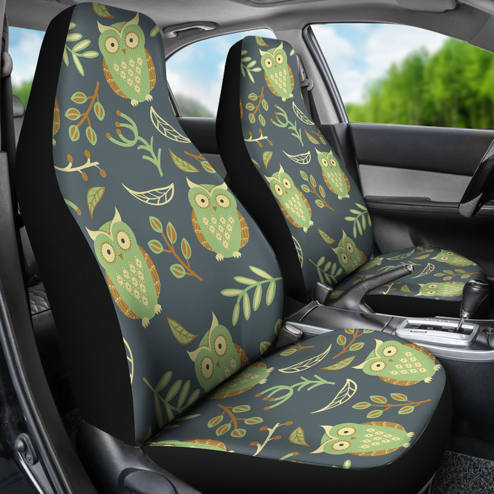 Cute Owls Leaves Pattern Universal Fit Car Seat Covers