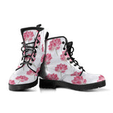 Pink Lotus Waterlily Pattern Leather Boots