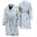 Watercolor Tulips Pattern Men'S Bathrobe