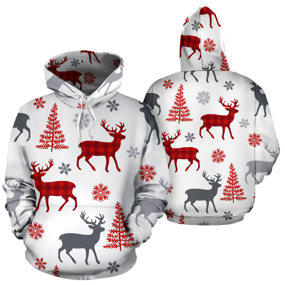 Deer Tree Snowflakes Chrismas Pattern Men Women Pullover Hoodie
