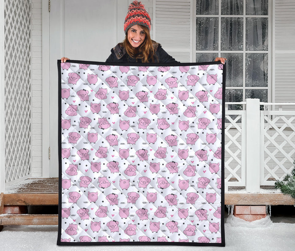 Pig Pattern Print Design 03 Premium Quilt