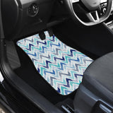Zigzag  Chevron Blue Pattern Front Car Mats