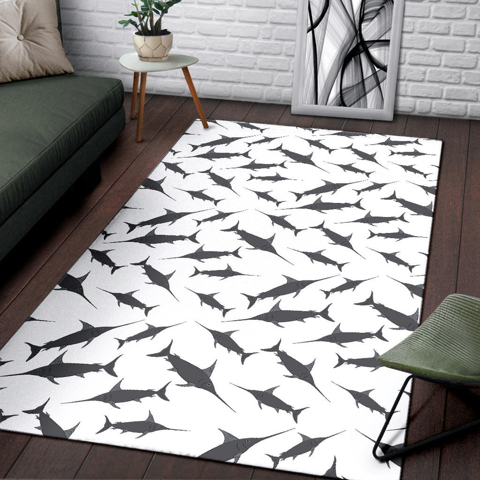 Swordfish Pattern Print Design 04 Area Rug