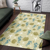 Seahorse Shell Starfish Pattern Background Area Rug