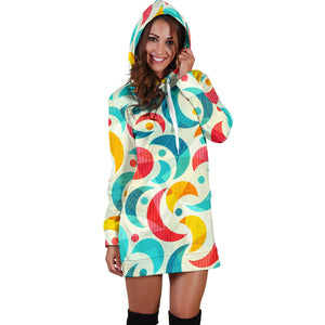 Colorful Moon Pattern Women'S Hoodie Dress