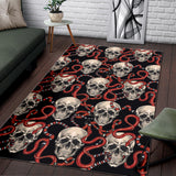Red Snake Skull Pattern Area Rug