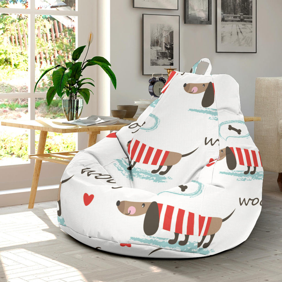 Cute Dachshund Bone Pattern Bean Bag Cover