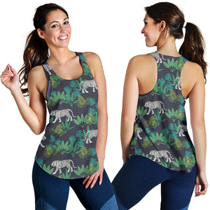 white bengal tigers tropical plant Women Racerback Tank Top