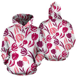 Pink Sketch Tulip Pattern Men Women Pullover Hoodie