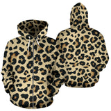 Leopard Print Design Pattern Zip Up Hoodie