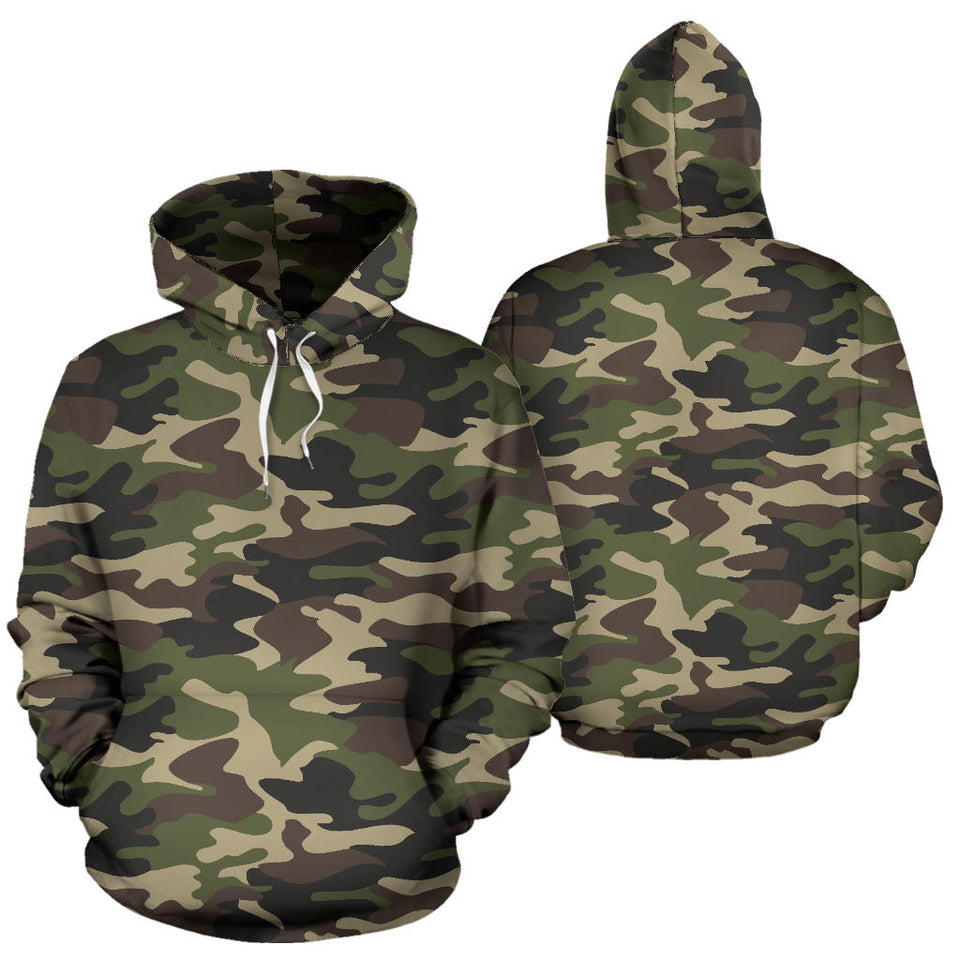 Dark Green Camo Camouflage Pattern Men Women Pullover Hoodie